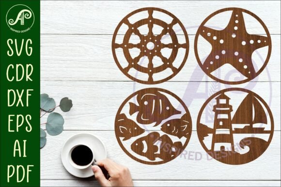 Download Ocean, Nautical Coasters, Laser Cut 2 - Premium Resources