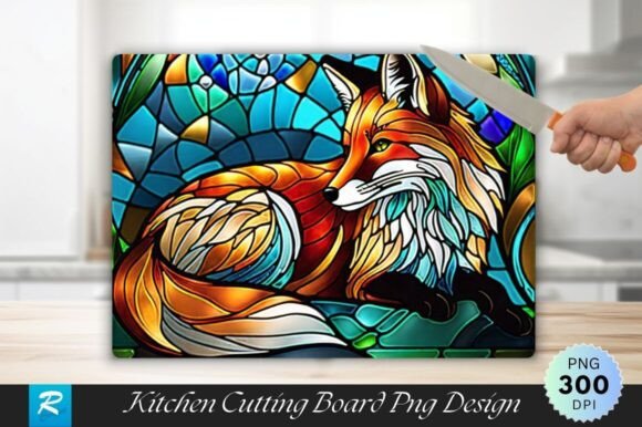 Download Fox Stained Glass Cutting Board Design - Premium Resources