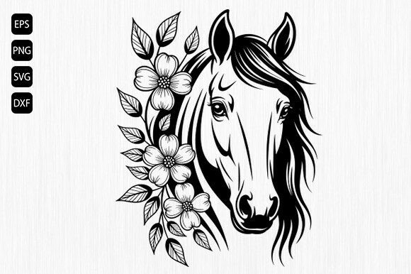 Download Floral Horse Svg, Horse with Flowers Svg - Horse svg Collection